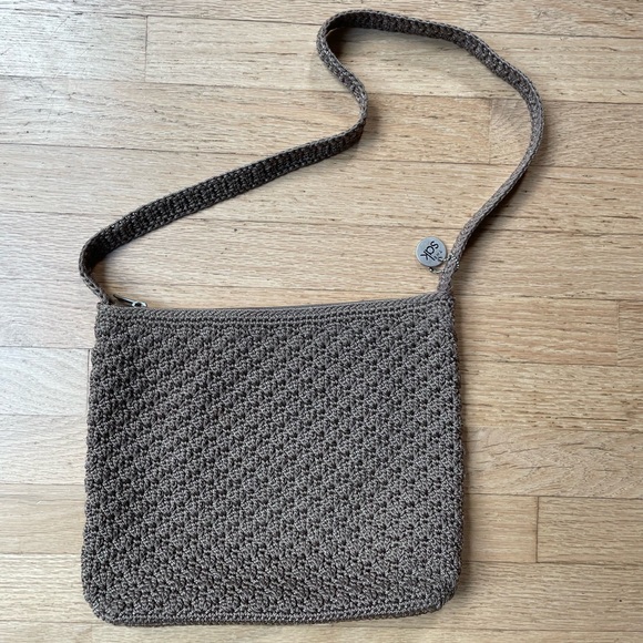 The Sak Handbags - THE SAK Taupe Woven Crossbody Shoulder Bag Purse in Excellent Condition